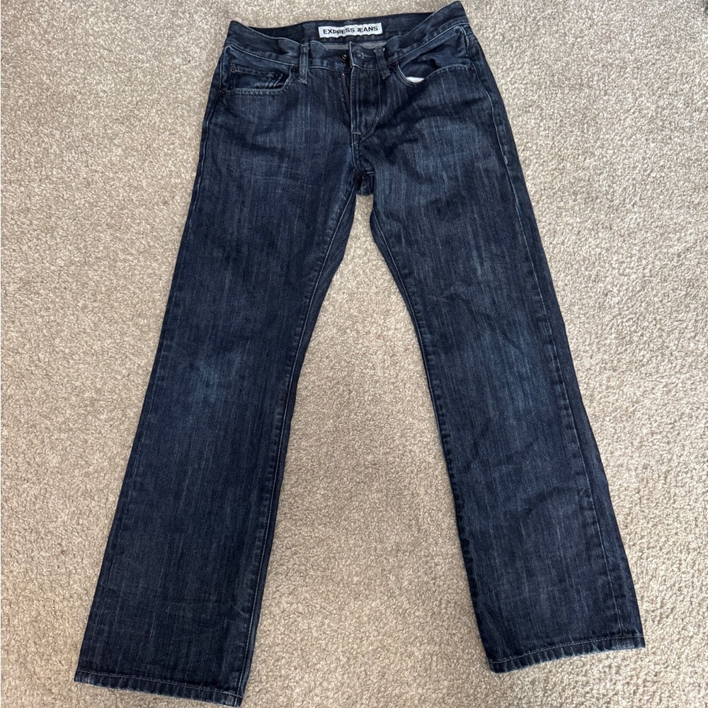 Express Men's Dark Blue Straight Jeans